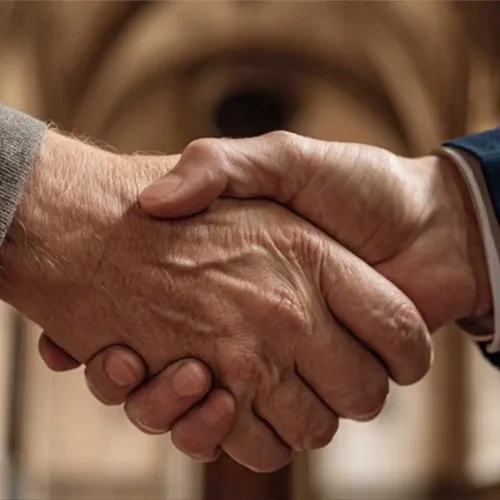Handschlag als Zeichen von Vertrauen und Beistand